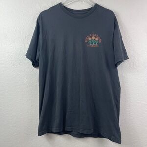 Roark Men Seek & Explore Floral Graphic T-Shirt Faded Black Charcoal Cotton L